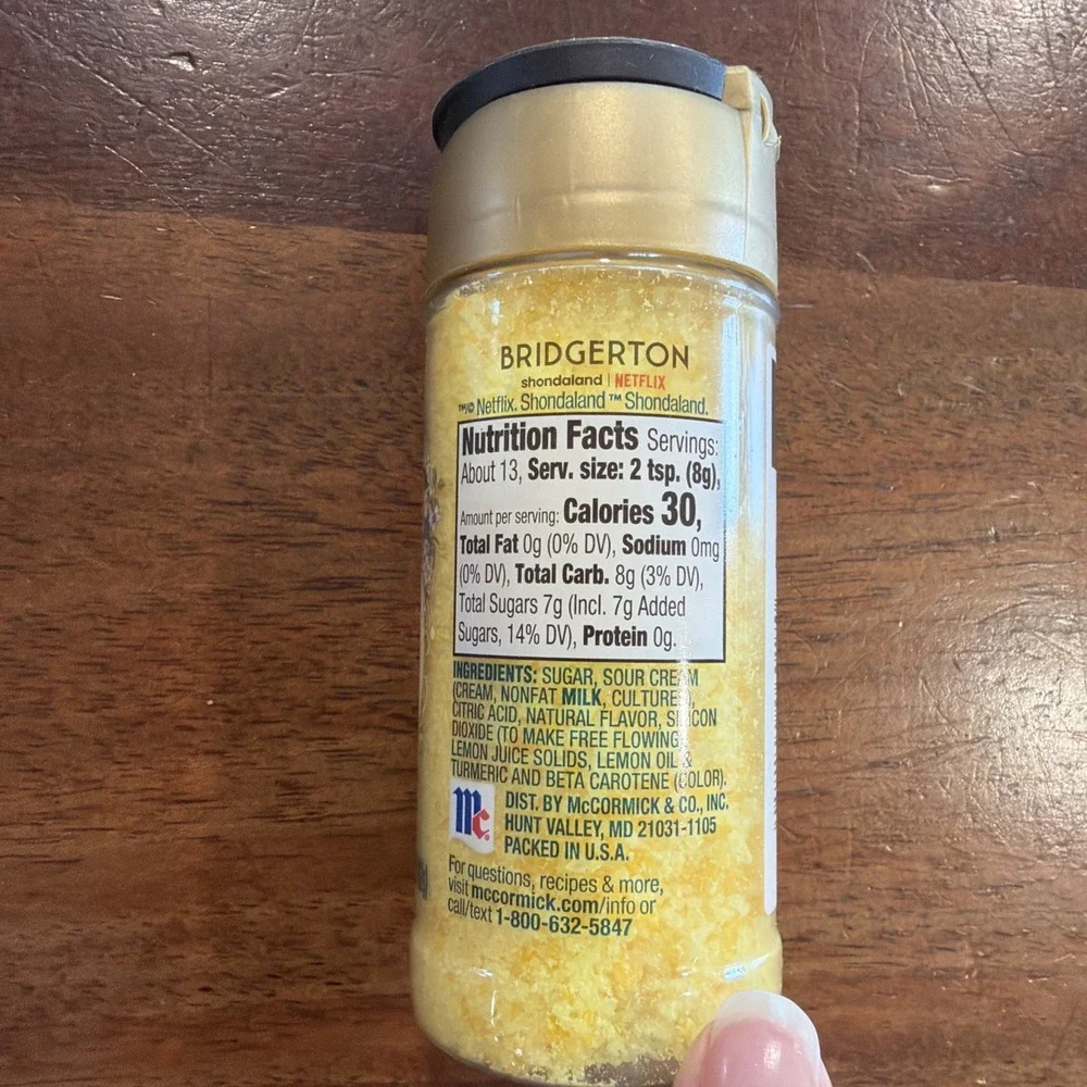McCormick Bridgerton Lemon Finishing Sugar 3.6oz Limited Edition Sweet Garnish